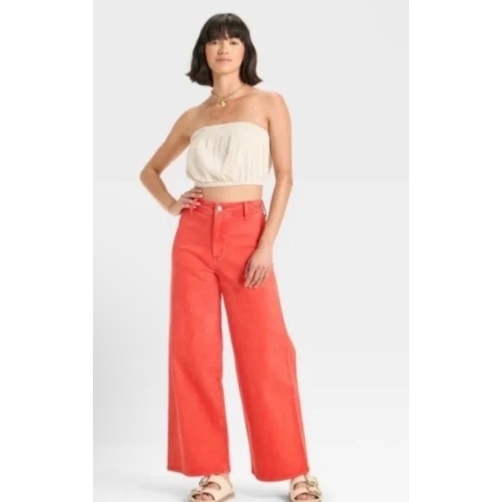 Universal Thread Sailor Wide Leg Jeans 16 Red NEW High Rise Ankle Denim